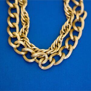 18 inch, Vintage Thick Curbs Dual Style Multi-Strand Necklace - D42